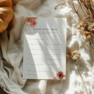 Invitation Où Étaient-Ils Tomber Fête des mariées Florale Jeu