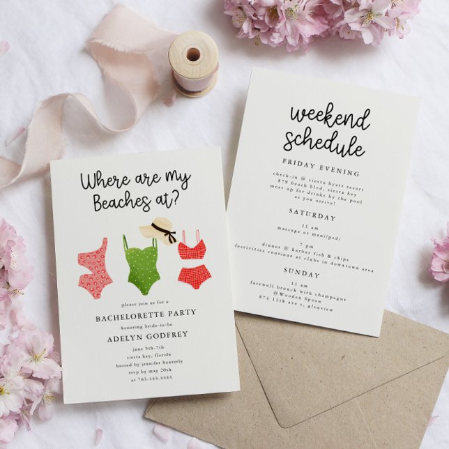 Invitation Où Sont Mes Plages À La Fête De Bachelorette (Créateur téléchargé)