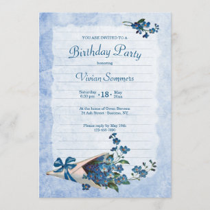 Invitation Oubliez-moi la fête d'anniversaire Vintage