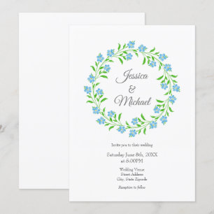 Invitation Oubliez-moi non aquarelle Floral Wreath