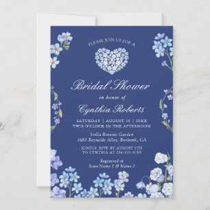 Invitation Oubliez-moi non Coeur bleu Fête des mariées floral