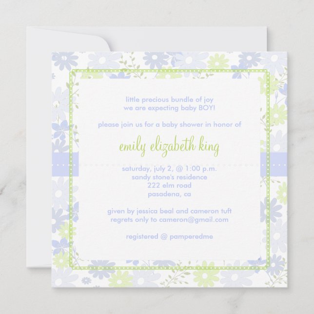 Invitation Oubliez-moi pas ~ baby shower de jardin (Devant)