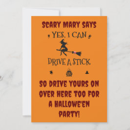 Invitation Oui, je sais conduire une manuelle dit la sorcière