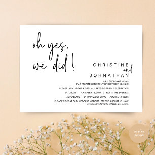 Invitation Oui, On L'A Fait, Mariage Elopement Dancing Party 