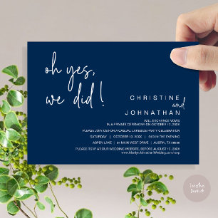 Invitation Oui, On L'A Fait, Mariage Elopement, Navy Blue