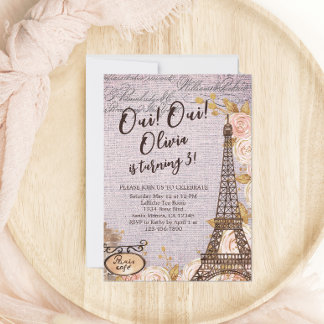 Invitation Oui Oui Tournez trois fleurs Paris Anniversaire