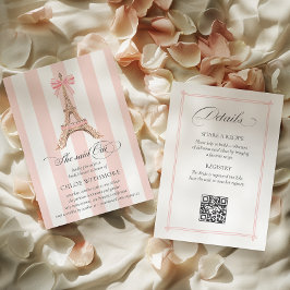 Invitation Oui Paris Bow Eiffel Tower QRCODE DÉTAILS