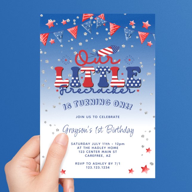 Invitation Our Little Firecracker Boy 1st Birthday (Créateur téléchargé)
