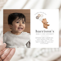 Ours 3 ballons Brown Photo 1er anniversaire Invita