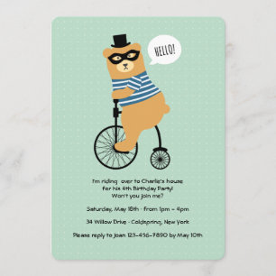 Invitation Ours à Vélo avec Masque