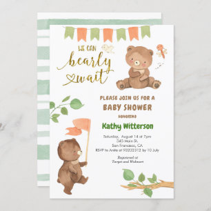 Invitation  Ours avec Baby shower Eucalyptus