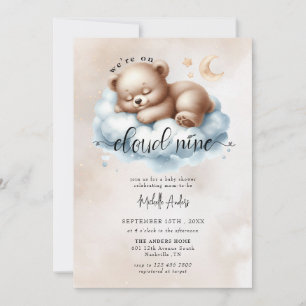 Invitation Ours Bébé mignon   Baby shower Garçon aquarelle