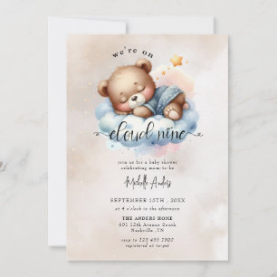 Invitation Ours Bébé mignon   Baby shower Garçon aquarelle