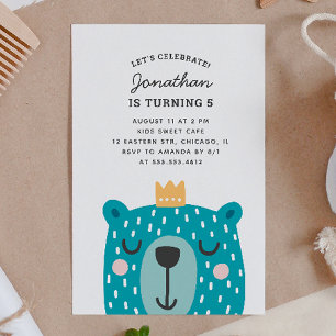 Invitation Ours bleu mignon. Fête d'anniversaire pour enfants
