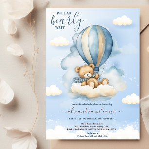 Invitation Ours Bleu Teddy Nous Pouvons Attendre Baby shower