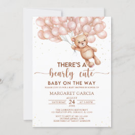 Invitation Ours Brown avec ballons Baby shower Ours en peluch