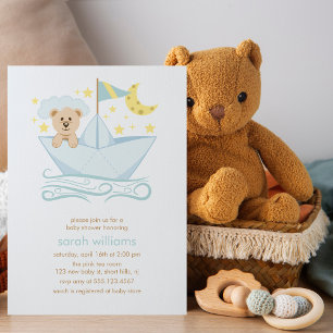 Invitation Ours de bateau en papier doux