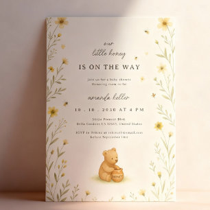 Invitation Ours de miel Floral Baby Anniversaire