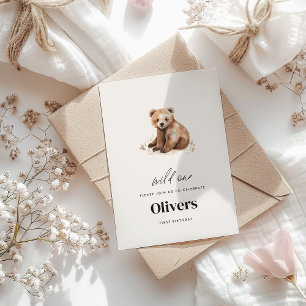 Invitation Ours d'eau sauvage 1er anniversaire moderne