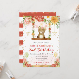 Invitation Ours des bois aquarelle pour l'anniversaire des en