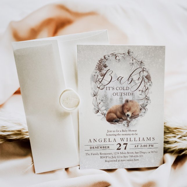 Invitation Ours des bois Froid à l'extérieur du Baby shower d (Créateur téléchargé)