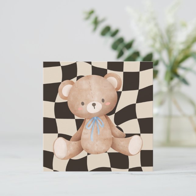 Invitation Ours d'invitation baby shower sur tableau de bord (Debout devant)