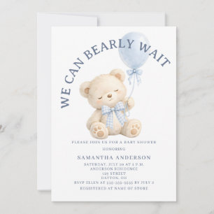 Invitation Ours en attente Ourson Bleu Garçon Baby Shower