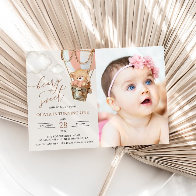 Invitation Ours En Conflit, Ballotte À Air Chaud Rose, Premie (Créateur téléchargé)