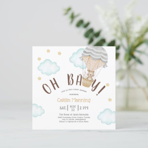 Invitation Ours En Conflit Oh Bébé Bois Baby shower Neutre Da