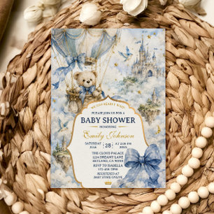 Invitation Ours en peluche aérostatique à l'aquarelle fantais