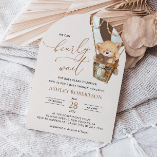 Invitation Ours en peluche, Ballon Brown à air chaud, Baby sh