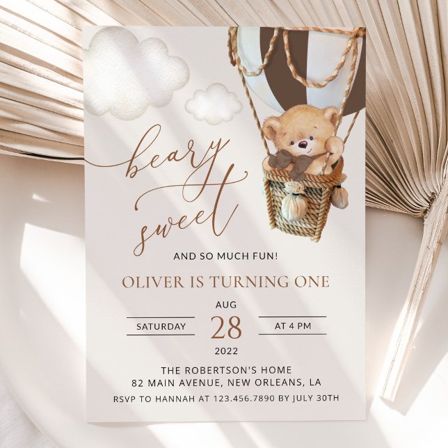 Invitation Ours en peluche, ballon Brown à air chaud, premier (Créateur téléchargé)