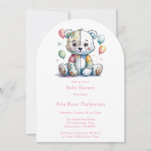 Invitation Ours en peluche brodé patchwork pour livres pour b