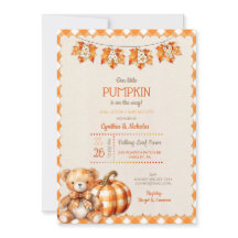 Ours en peluche carreaux d'automne citrouille feui