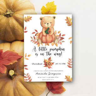 Invitation Ours en peluche citrouille bébé automnal showering