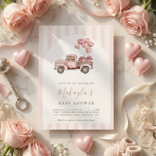 Invitation Ours en peluche Cœurs Fête de Naissance Camion Ros