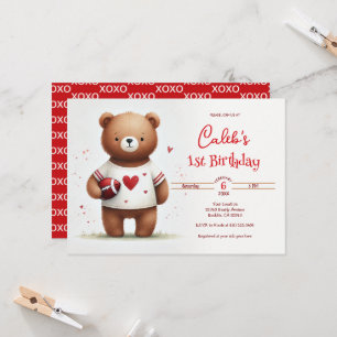 Invitation Ours en peluche de football pour la Saint-Valentin