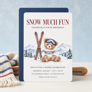 Invitation Ours en peluche de ski amusant enneigé