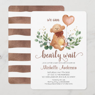 Invitation Ours en peluche de verdure à peine attendre Baby S