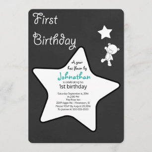 Invitation Ours en peluche et ballon étoile flottant premier 