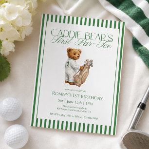 Invitation Ours en peluche Golf 1er Anniversaire Caddie Ours