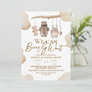 Invitation Ours en peluche marron garçon Woodland Baby Shower