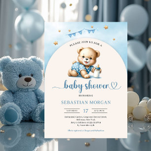 Invitation Ours en peluche mignon avec bouteille garçon arché