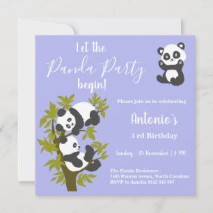 Invitation Ours en peluche Pandas Fête Garçon Anniversaire 