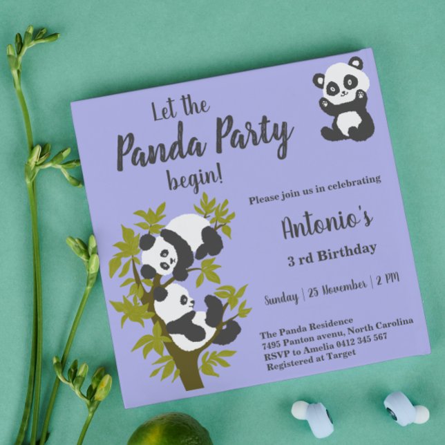 Invitation Ours en peluche pandas fête garçon anniversaire (Créateur téléchargé)