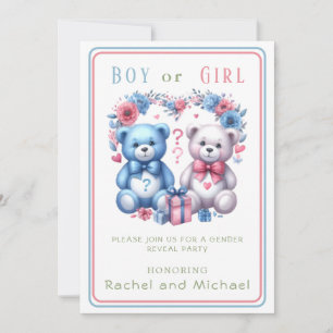 Invitation Ours en peluche pour la révélation du sexe de bébé