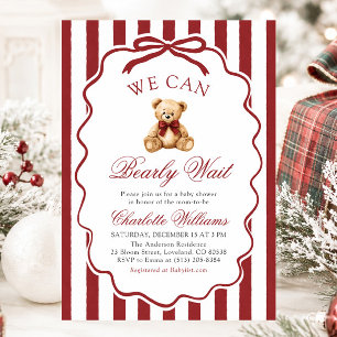 Invitation Ours en peluche rouge We Can Bearly Wait Baby Show