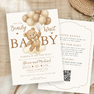 Invitation Ours en peluche tout-en-un ballon neutre baby show