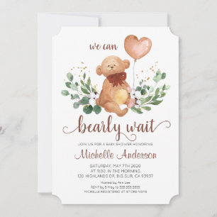 Invitation Ours en peluche verdure à peine attendre Baby Show