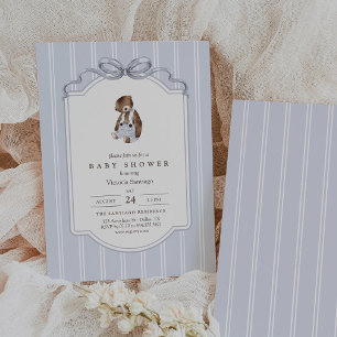 Invitation Ours en peluche vintage garcon Baby Shower